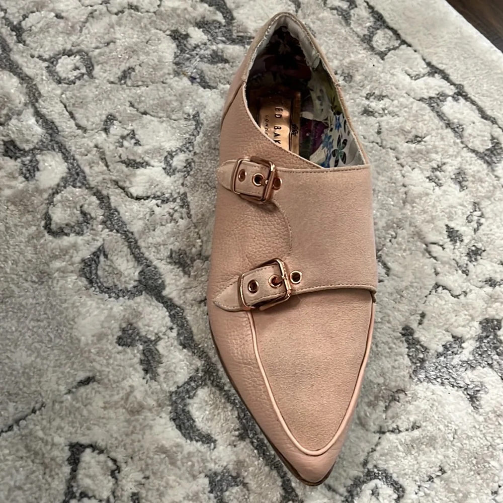 Ted Baker Naoi monk strap blush pink suede and leather shoe Size 5.5/ EU 36